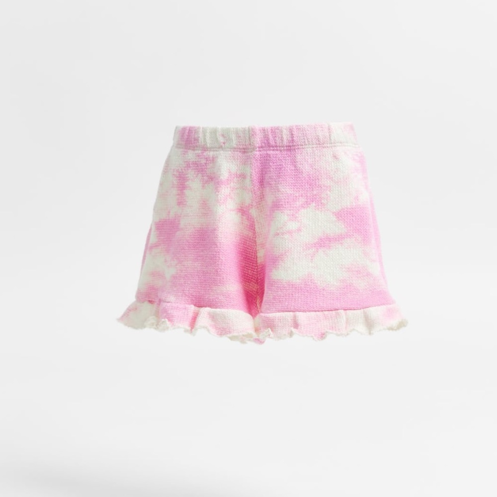 NWT Zara 5-6Y knit tie dye shorts with ruffles
